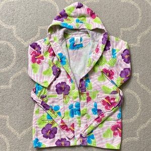 🌺Girls St Eve Hibiscus Floral Thick Terry Cotton Hooded Covered-Ups Sz S (5/6)